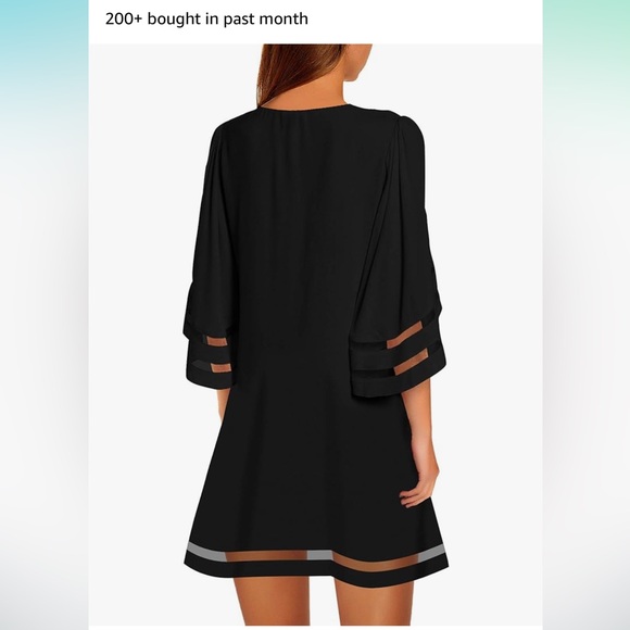 Women’s black mesh panel tunic dress - Picture 2 of 5